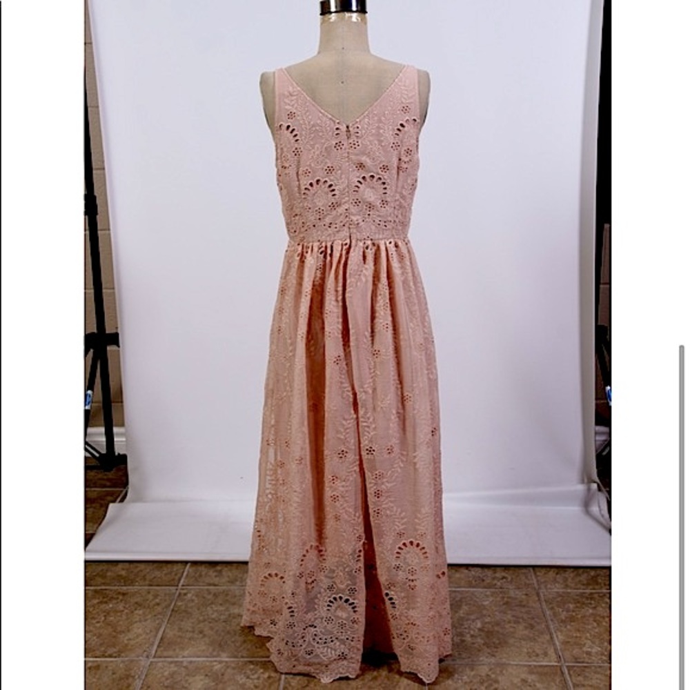 ANTHROPOLOGIE: Pink Eyelet Maxi Dress - Picture 3 of 5